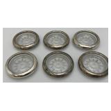 Vintage Frank M. Whiting Co. Sterling Silver And Glass Coaster Set Of 6