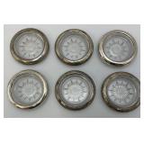 Vintage Frank M. Whiting Co. Sterling Silver And Glass Coaster Set Of 6
