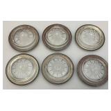 Vintage Frank M. Whiting Co. Sterling Silver And Glass Coaster Set Of 6