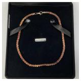 Milor Rosetone Marked Milor  925 Italy Necklace 15" With Case 18.20 Grams