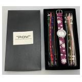 Vintage P.O.V. Watch With Changeable Bands In Original Box (New Old Stock)
