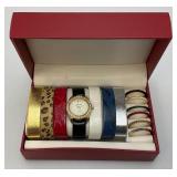 Vintage Gruen Womens Watch With Changeable Bands And Bezels In Original Box (New Old Stock)
