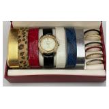 Vintage Gruen Womens Watch With Changeable Bands And Bezels In Original Box (New Old Stock)