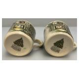 Set Of Vintage Johnson Brothers Merry Christmas Coffee Mugs (Some Crazing Present In Clear Coat)
