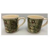 Set Of Vintage Johnson Brothers Merry Christmas Coffee Mugs (Some Crazing Present In Clear Coat)