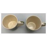 Set Of Vintage Johnson Brothers Merry Christmas Coffee Mugs (Some Crazing Present In Clear Coat)