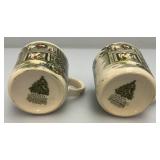 Set Of Vintage Johnson Brothers Merry Christmas Coffee Mugs (Some Crazing Present In Clear Coat)