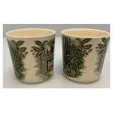 Set Of Vintage Johnson Brothers Merry Christmas Coffee Mugs (Some Crazing Present In Clear Coat)