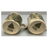 Set Of Vintage Johnson Brothers Merry Christmas Coffee Mugs (Some Crazing Present In Clear Coat)