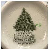 Set Of Vintage Johnson Brothers Merry Christmas Coffee Mugs (Some Crazing Present In Clear Coat)