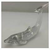 Pair Of Baccarat Crystal Dolphins (One With Chip On Tip Of Fin)