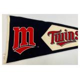 Vintage Misc. Minnesota Twins Pennants Including Large Felt And More