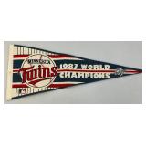 Vintage Misc. Minnesota Twins Pennants Including Large Felt And More