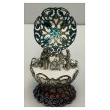 Antique RARE Sterling Silver? Ornate Sphere Trinket Box Nativity Scene 1 1/2" x 1 3/4"