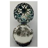 Antique RARE Sterling Silver? Ornate Sphere Trinket Box Nativity Scene 1 1/2" x 1 3/4"