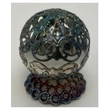 Antique RARE Sterling Silver? Ornate Sphere Trinket Box Nativity Scene 1 1/2" x 1 3/4"