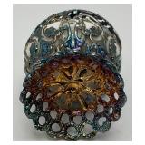 Antique RARE Sterling Silver? Ornate Sphere Trinket Box Nativity Scene 1 1/2" x 1 3/4"