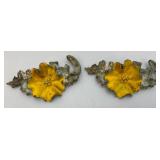 Antique Heavy Cast Iron Floral Curtain Hold Backs