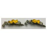 Antique Heavy Cast Iron Floral Curtain Hold Backs