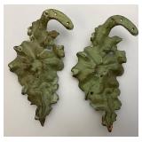 Antique Heavy Cast Iron Floral Curtain Hold Backs