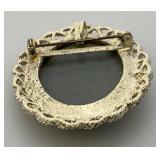 Vintage Exquisite Blue Resin Cameo Brooch 1 3/4" x 2 1/4"