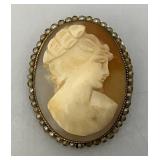 Vintage Exquisite Cameo Brooch/ Pendant And Earrings 1" x 1 1/4"