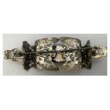 Victorian Ornate Brooch With Blue Stone (Sterling Silver?)