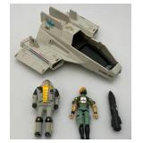 1984 SHARC Flying Submarine (Missing Pieces) And Two Action Figures Deep Six And Wetsuit