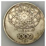 1970 Italy Silver 1000 Lire ROME CAPITAL For 1000 Years Old Coin