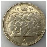 1951 BELGIUM Kings Leopold I,II,III & Albert I Old Silver 100 Francs Coin