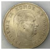 1967 DENMARK Marriage Of Princess Margrethe II Silver 10 Kroner Coin