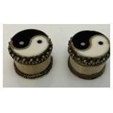 Vintage Silver? Ying And Yang Pill Boxes 3/4" x 1"