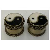 Vintage Silver? Ying And Yang Pill Boxes 3/4" x 1"