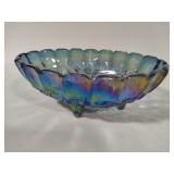 Indiana Glass Iridescent Blue Oval Scalloped Serving Bowl