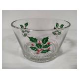 Indiana Glass Holly Berry Serving Bowl & Four Goblets