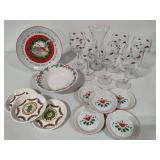 Assorted Holiday Themed Glassware/Dishes