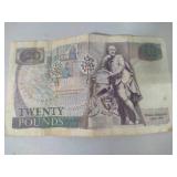 Bank of England Note Featuring Queen Elizabeth II + Misc Coins