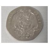 Bank of England Note Featuring Queen Elizabeth II + Misc Coins