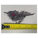 Red Rhinestone Peacock Feather Brooch