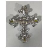 Ornate Cross Brooch w/Colored Stones