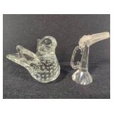 Glass Bird & Crystal Glass Horn Ornament