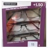 Foster Grant Full Rim Metal Reading Glasses +1.50