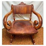 Scrolled Arm Antique Rocking Chair