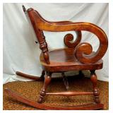 Scrolled Arm Antique Rocking Chair