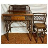 Ypsilanti Furniture Co. Antique Wicker Desk and Chair