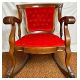 Antique Upholstered Hoof Design Rocking Chair
