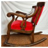 Antique Upholstered Hoof Design Rocking Chair
