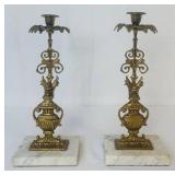 Pair of Vintage Victorian Brass Candelabras