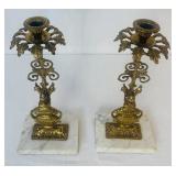 Pair of Vintage Victorian Brass Candelabras