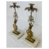 Pair of Vintage Victorian Brass Candelabras